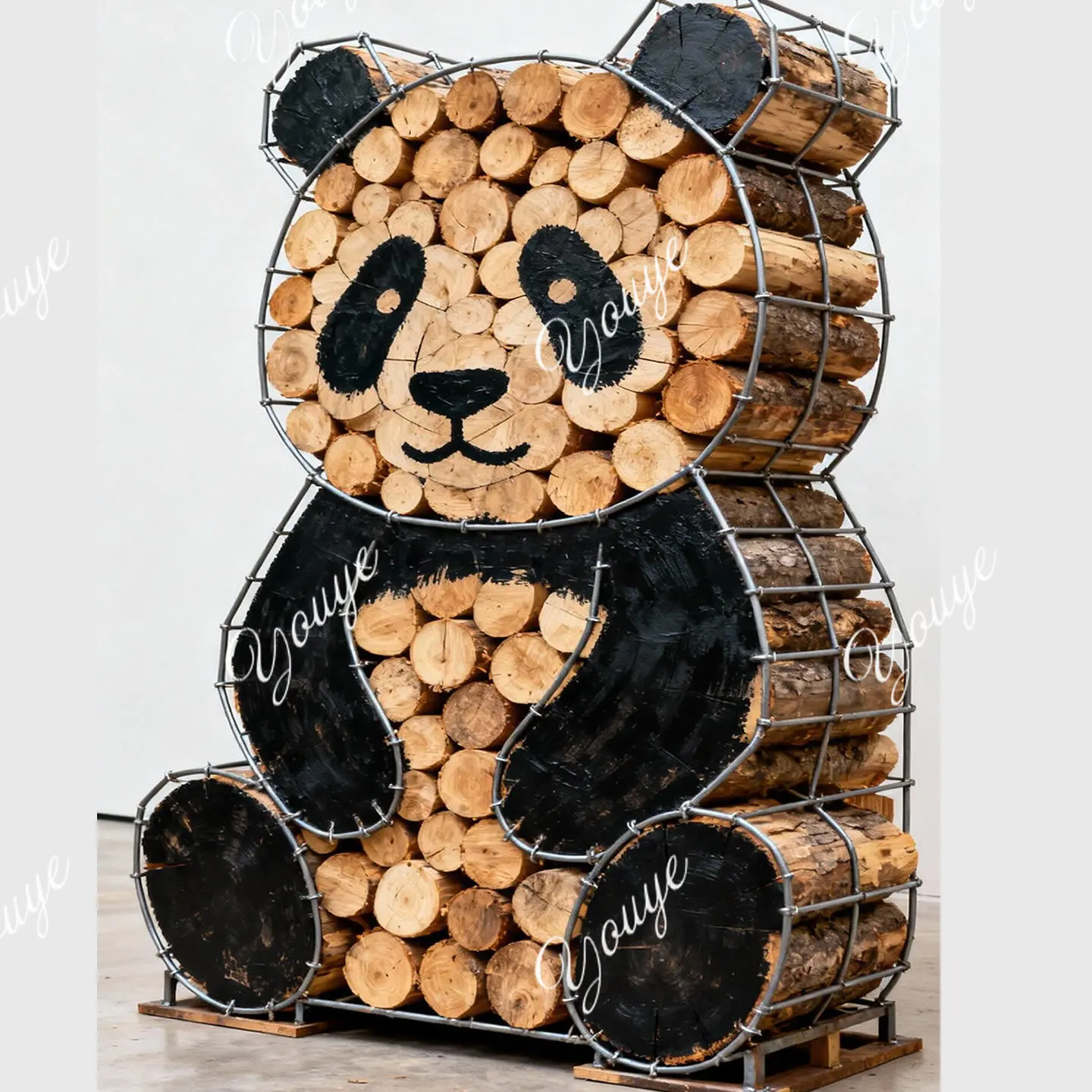 Ornaments: outdoor courtyard landscape check-in, firewood, wooden modeling, animal decoration, wood shooting background