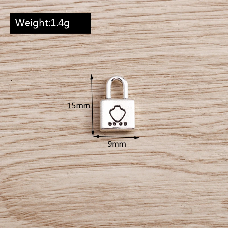 Tusember 20 Stück 9 x 15 mm antiksilberfarbene Metall-Vorhängeschloss-Anhänger für Halsketten, Ohrringe, handgefertigte Schmuckstücke, DIY-Schmuck – Detail 1