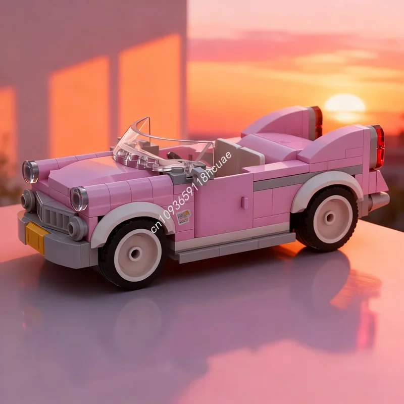 

155 деталей MOC Alma, ярко-розовая версия, модель городского транспорта, строительные блоки, игрушка, архитектурный конструктор, творческая идея, рождественский подарок, кирпичики