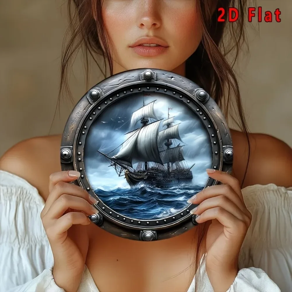 1pc 8x8 Inch (20x20cm) Round 2D Flat Decorative Sign - 