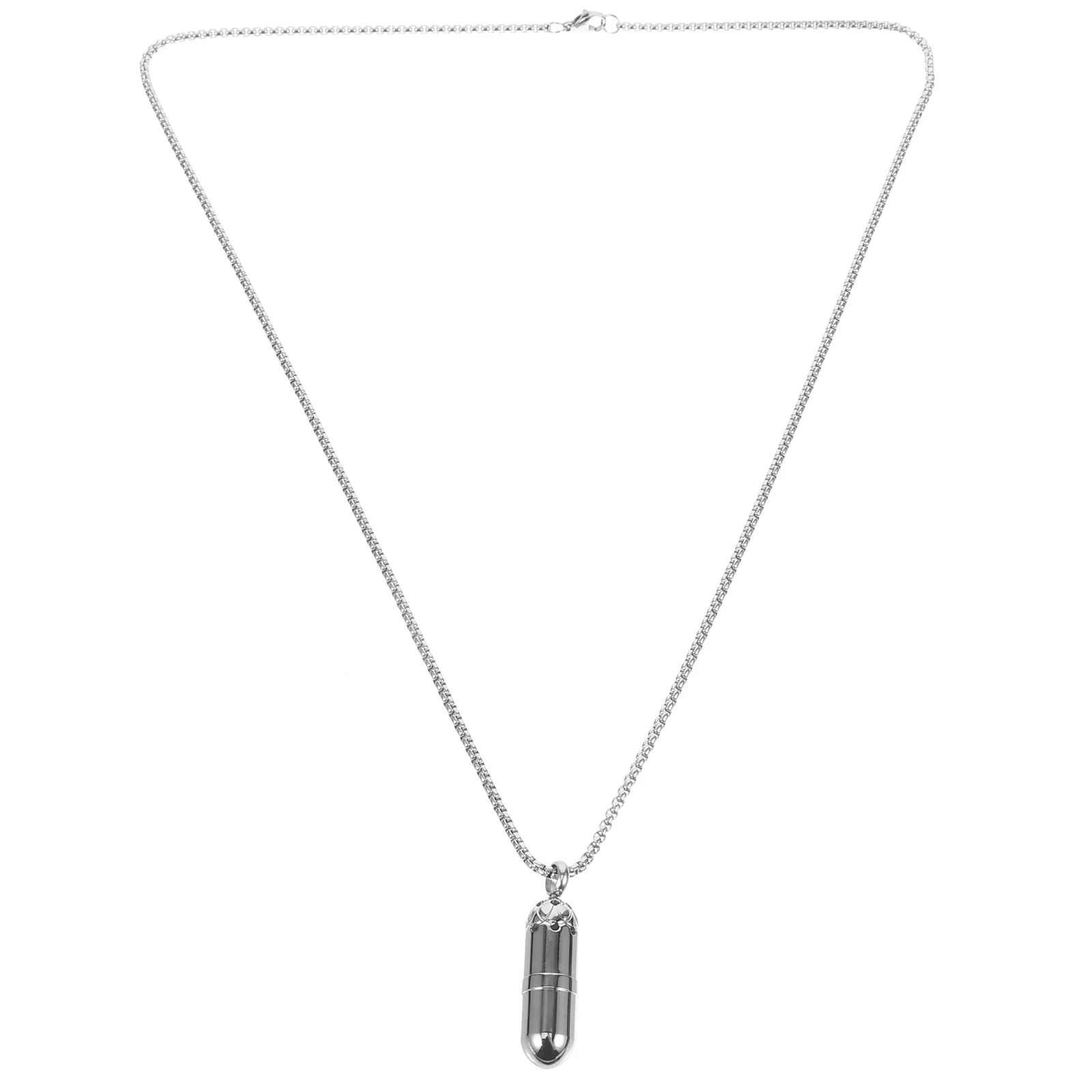 

Capsule Perfume Bottle Necklace 1 Steel Pendant with 50cm Chain for Men Women Essential Oil Diffuser Travel Jewelry