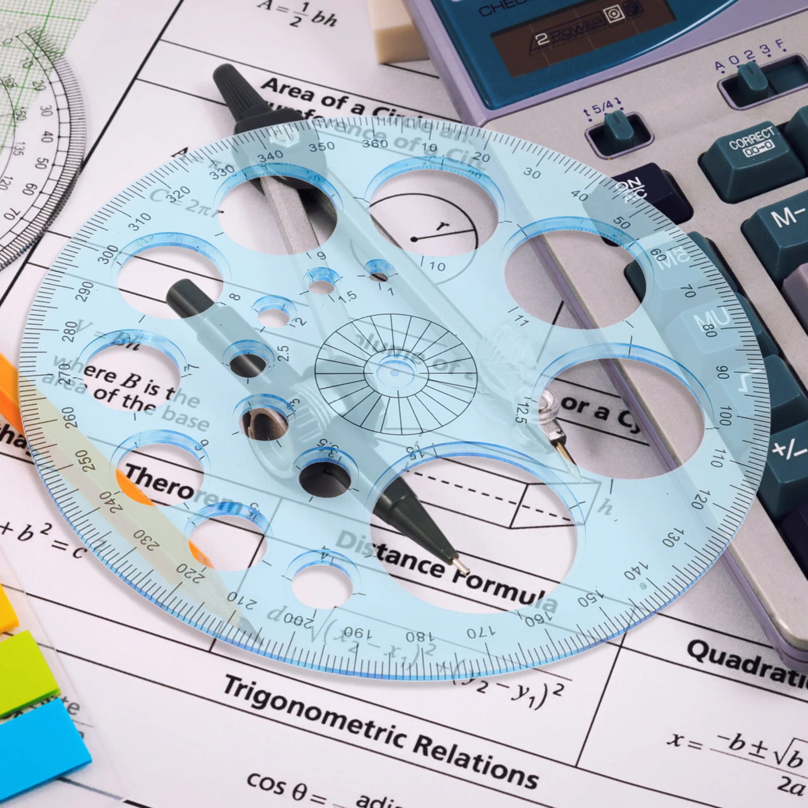 Transportador de 3 uds., regla geométrica circular multifunción, herramienta geométrica de 360 grados, matemáticas para ángulo de brazo oscilante