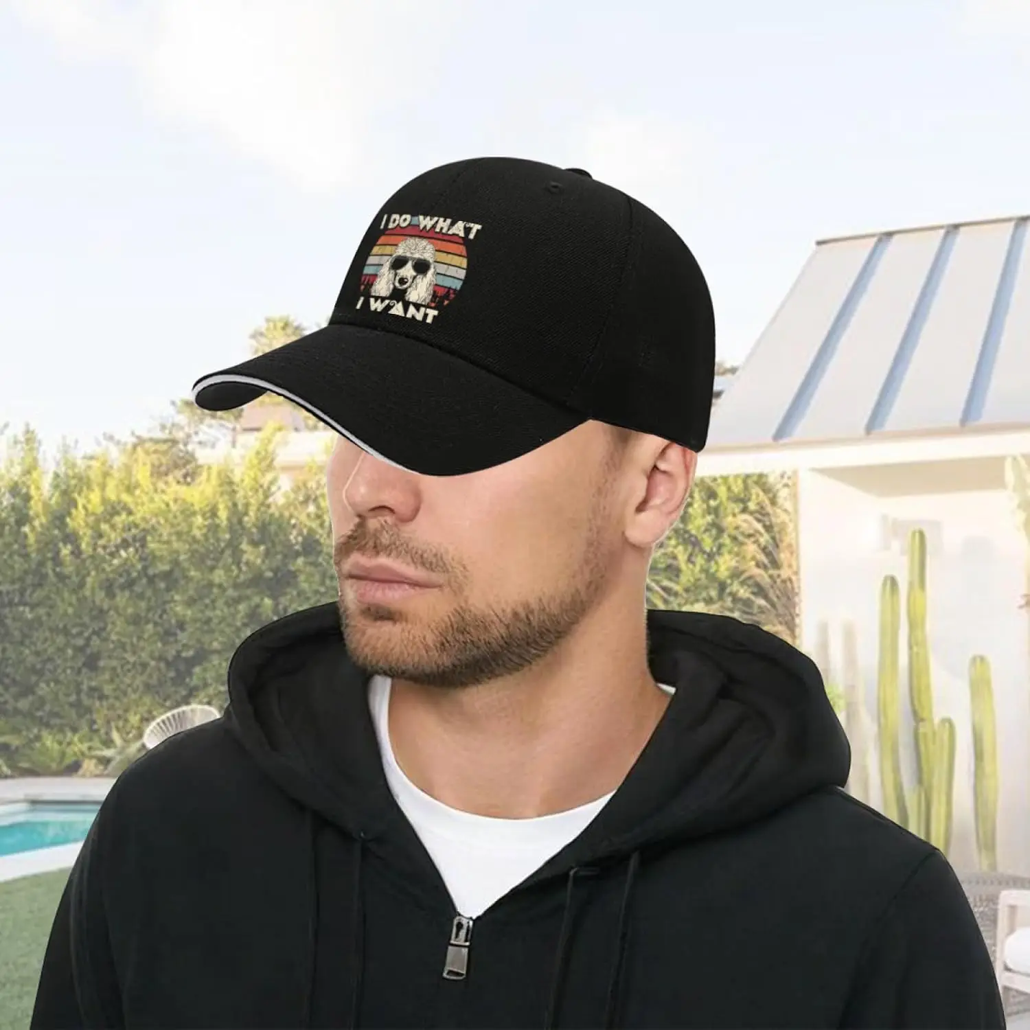 خمر القلطي الكلب أفعل ما أريد الرجعية غروب الشمس قبعة بيسبول البوليستر عارضة قابل للتعديل قبعة الكبار #4