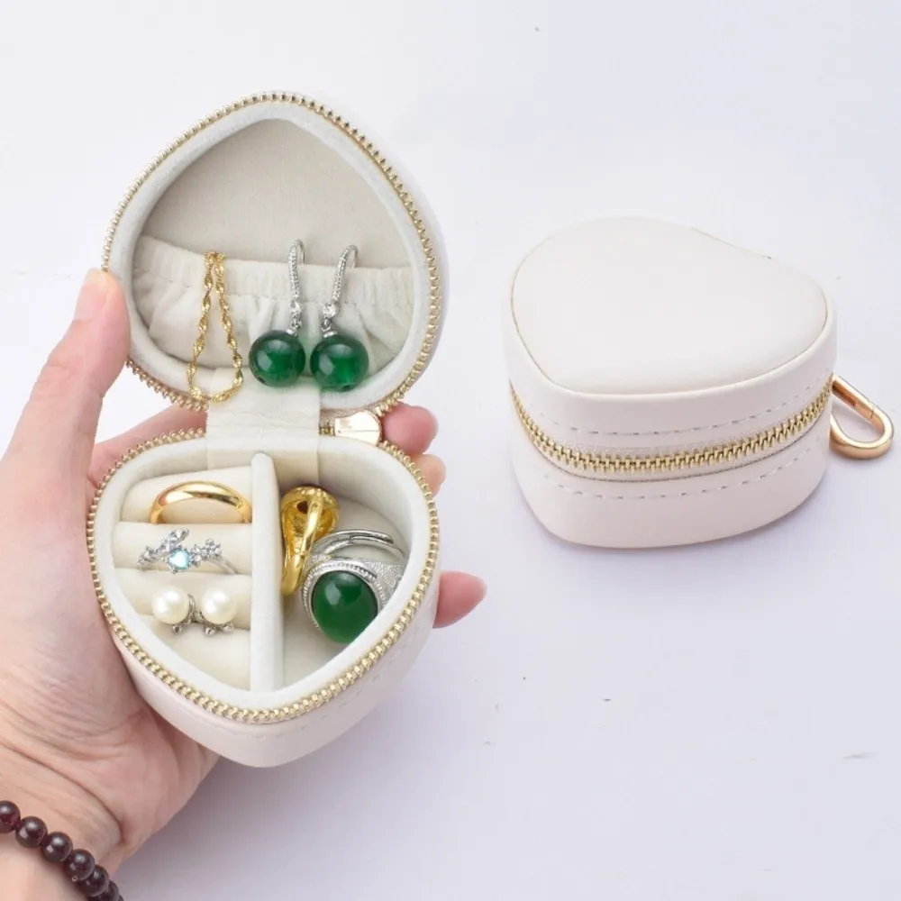 

Мини-шкатулка для драгоценностей, брелок в форме сердца, органайзер для сережек, портативная коробка для колец, минималистичный чехол для хранения, дорожная сумка, кулон, подарки