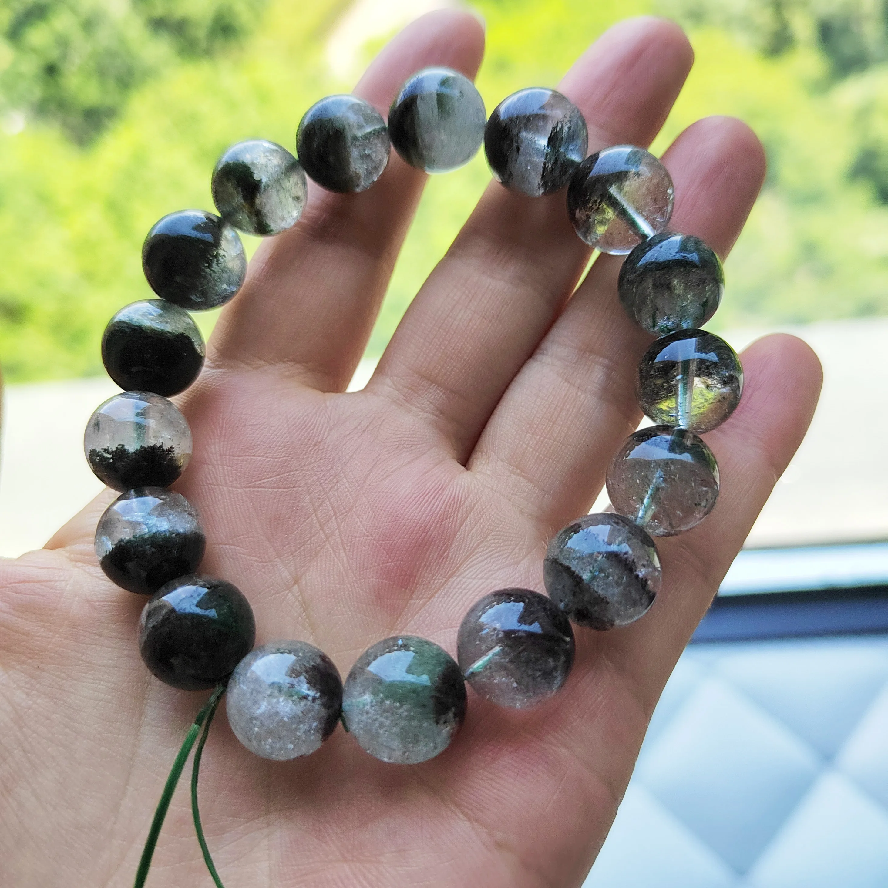 

Natural Green Ghost Crystal Bracelet Female Melaleuca Mountain and Cornucopia Men' s Hand Bracelet High Quality Bracelet Women