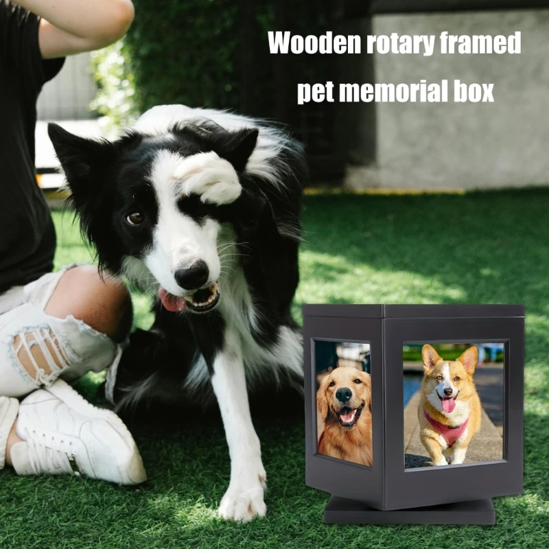 Wood Pet Memorial Frame Cremation Box For Cats Dog Sympathy Keepsakes Gift Memorial Funeral Urns Box With Photo Frame