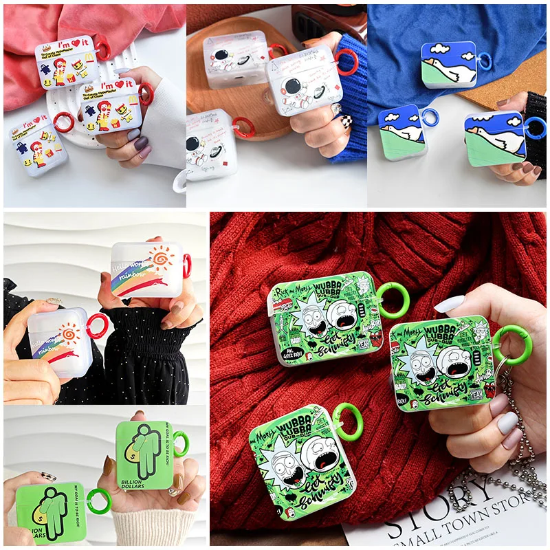 Cool Cartoon Funny Cover per Airpods Pro 2 custodia per AirPods 2 custodia Airpods 3 custodia protettiva per scatola di ricarica Funda con catena