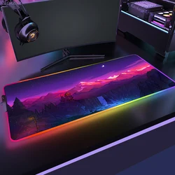 Colorful Luminous LED Lighting Mouse Pad RGB Rubber Non-Slip Forest Mousepad Gaming For PC Gamer 900x400mm Large Desk Mats Xxl