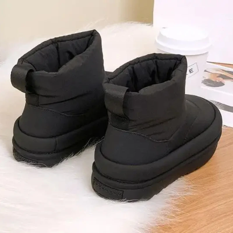 3.5cm Handy Down Cloth Genuine Lesther Platform Wedge Winter Plush Warm Sneakers Comfy Ankle Boots Women Casual Autumn Shoes