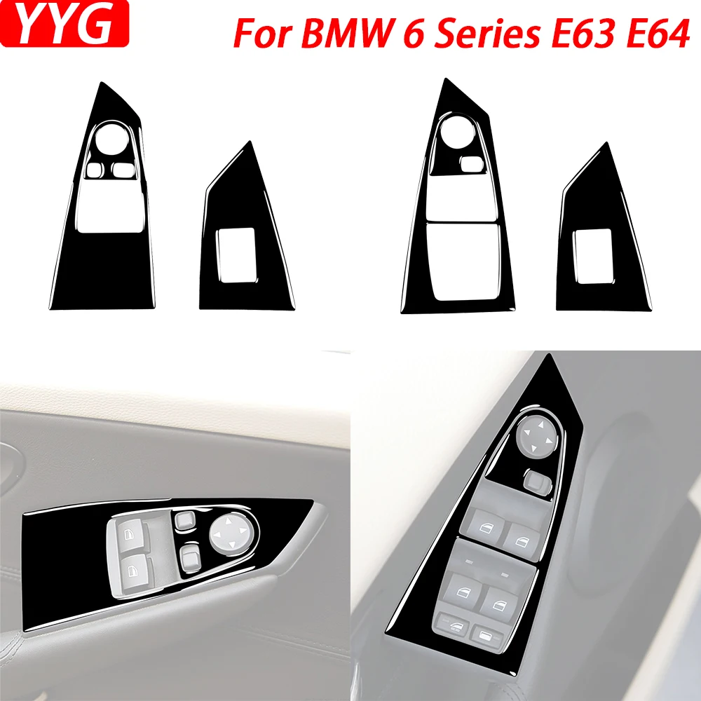 

For BMW 6 Series E63 E64 2004-2010 Piano Black Window Lift Control Panel Trim Cover Interior Decoration Car Accessories Sticker