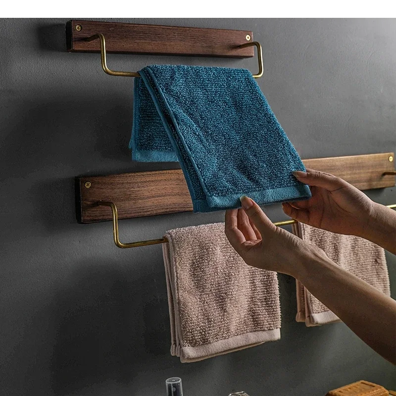 Wall Mounted wood Towel Holder Cabinet Drawer Hanging Rack Storage Door Hanger Kitchen Bathroom