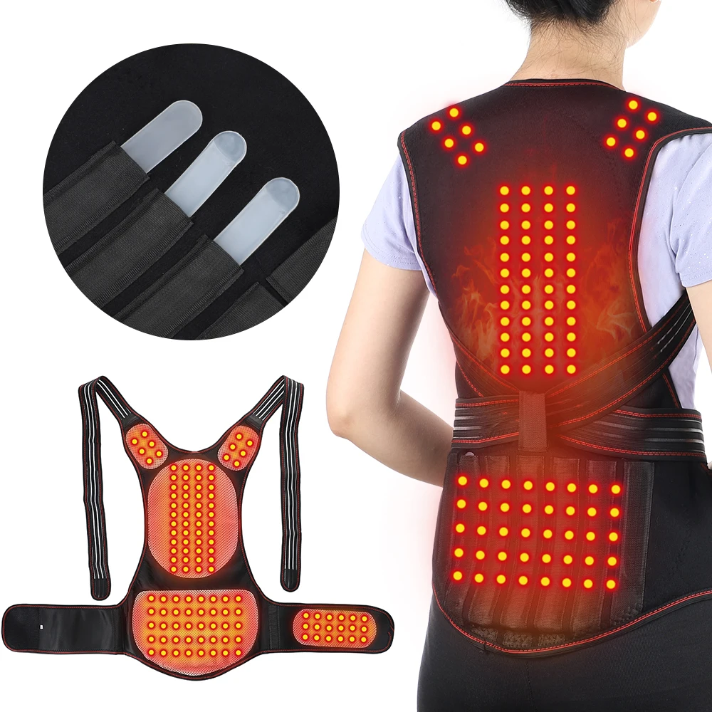 118 Tourmaline Magnetic Therapy Self Heating Shoulder Wrap Back Posture Corrector Belt Neck Massager Brace Acupoint Stimulator