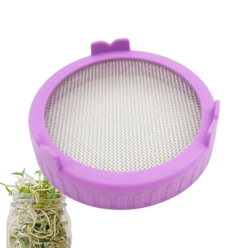 Sprouting Lid With Stainless Steel Screen Mesh Cover Wide Mouth Mason Jar Germination Strainer Microgreens Growing Kit