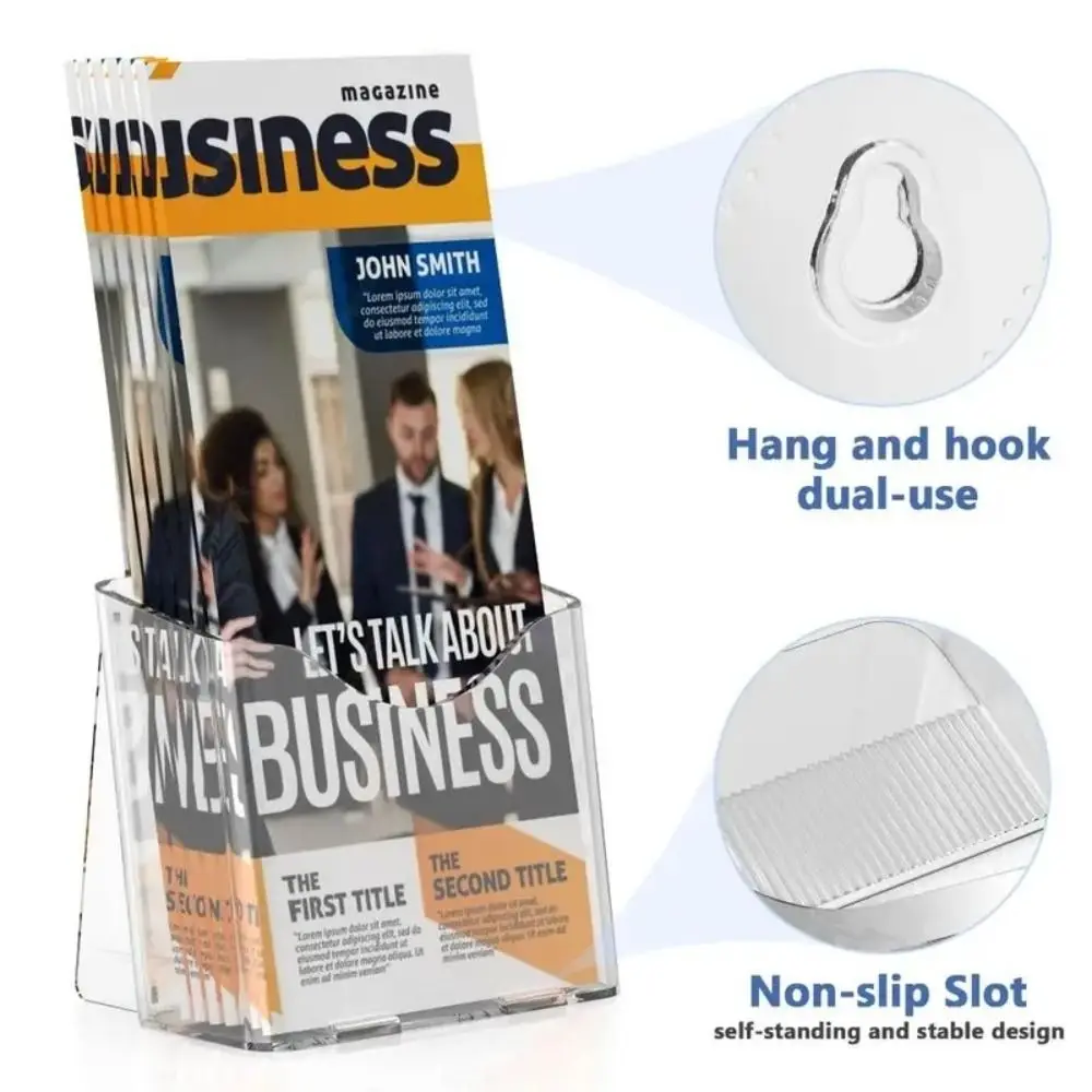 Menu Plastic A6 Brochure Holder Clear Acrylic Wall Mount Countertop Organizer Flyer Display Stand Men view 4