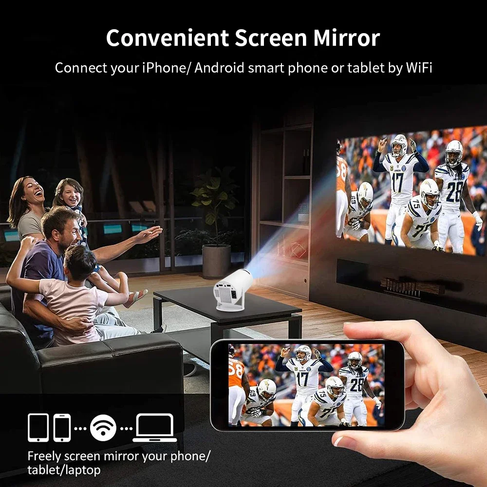 Polaring Y300 HY 720P Projector 200ANSI, HDMI/VGA/USB, 4K Input Supported, 12V DC EU Plug, Manual Keystone Home Cinema