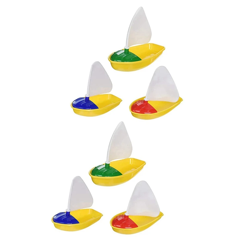 6Pcs Bath Boat Toy Plastic Sailboats Toys Bathtub Sailing Boat Toys For Kids (Multicolor Small+Middle+Large Size)-Drop Ship