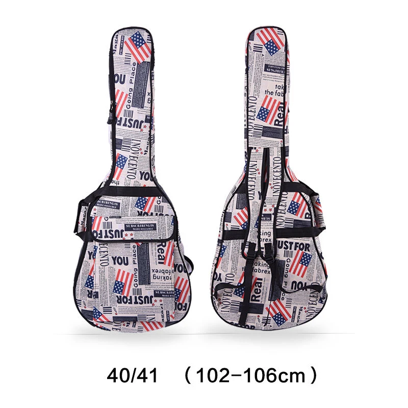 41/40 inch Acoustic Guitar Bag 600D Water-resistant Oxford Cloth Newspaper Style Double Padded Straps Gig Bag Guitar Case