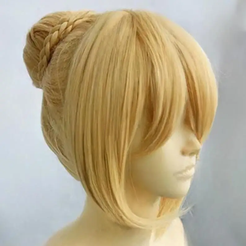 free shipping Grand Fate stay night Saber Unisex Blonde Styled Cosplay Full Wig