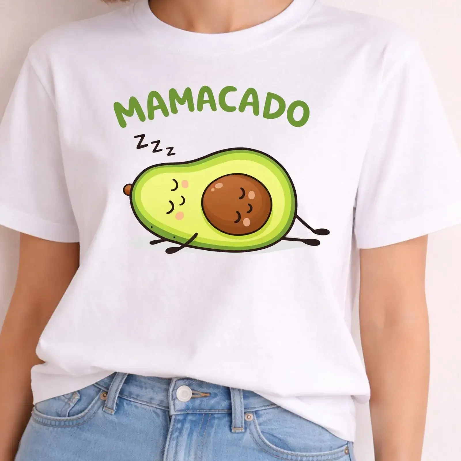 Funny Mamacado Sleeping Avocado T Shirt Tired Mom Pun Healthy Living Motherhood Outfit vintage Washed Top For Everyday Wear