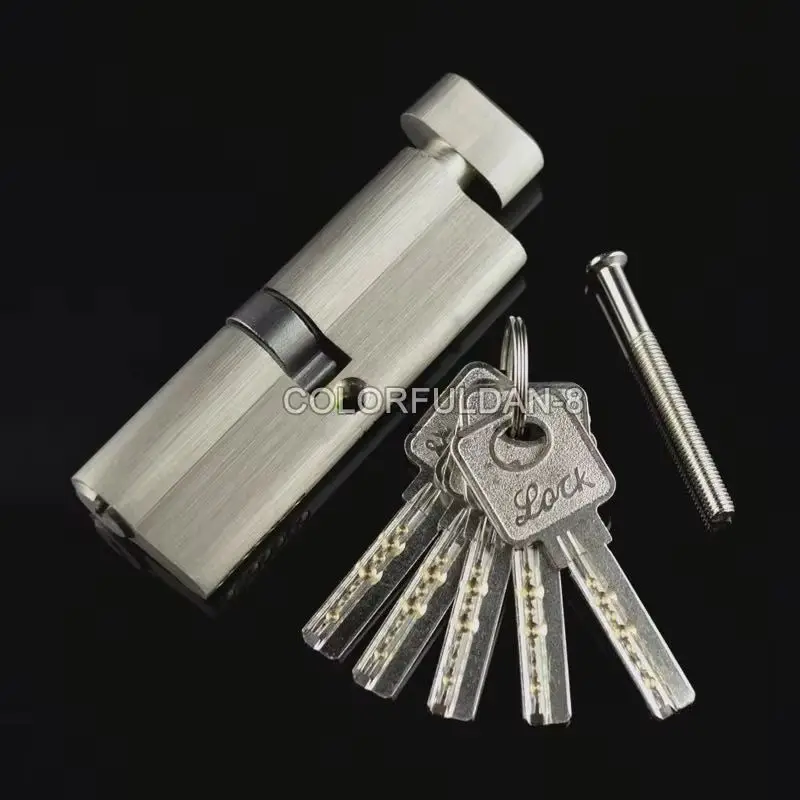 New 1Piece Solid Brass European Mortise Door Lock Cylinder Small Gourd Single Open Door Lock Core Lock Gall Repair Parts+5 Keys