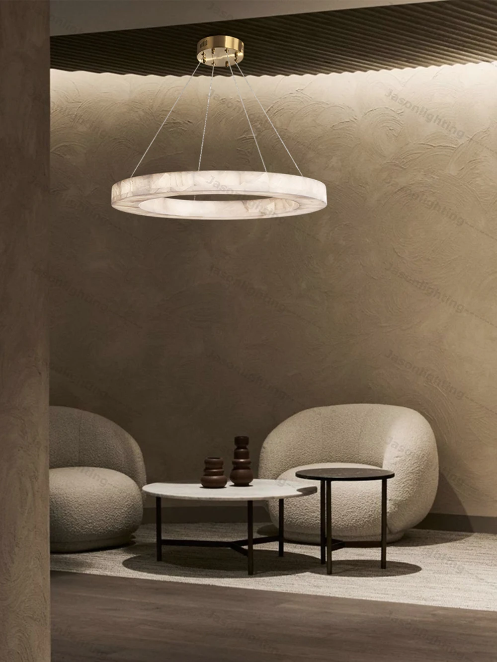 Dimmable LED Natural Marble Pendant Light Alabaster