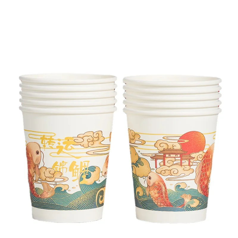 National Fashion Paper Cup Disposable Cup Household 1000 PCs Thickened Hard Water Cup Full Box