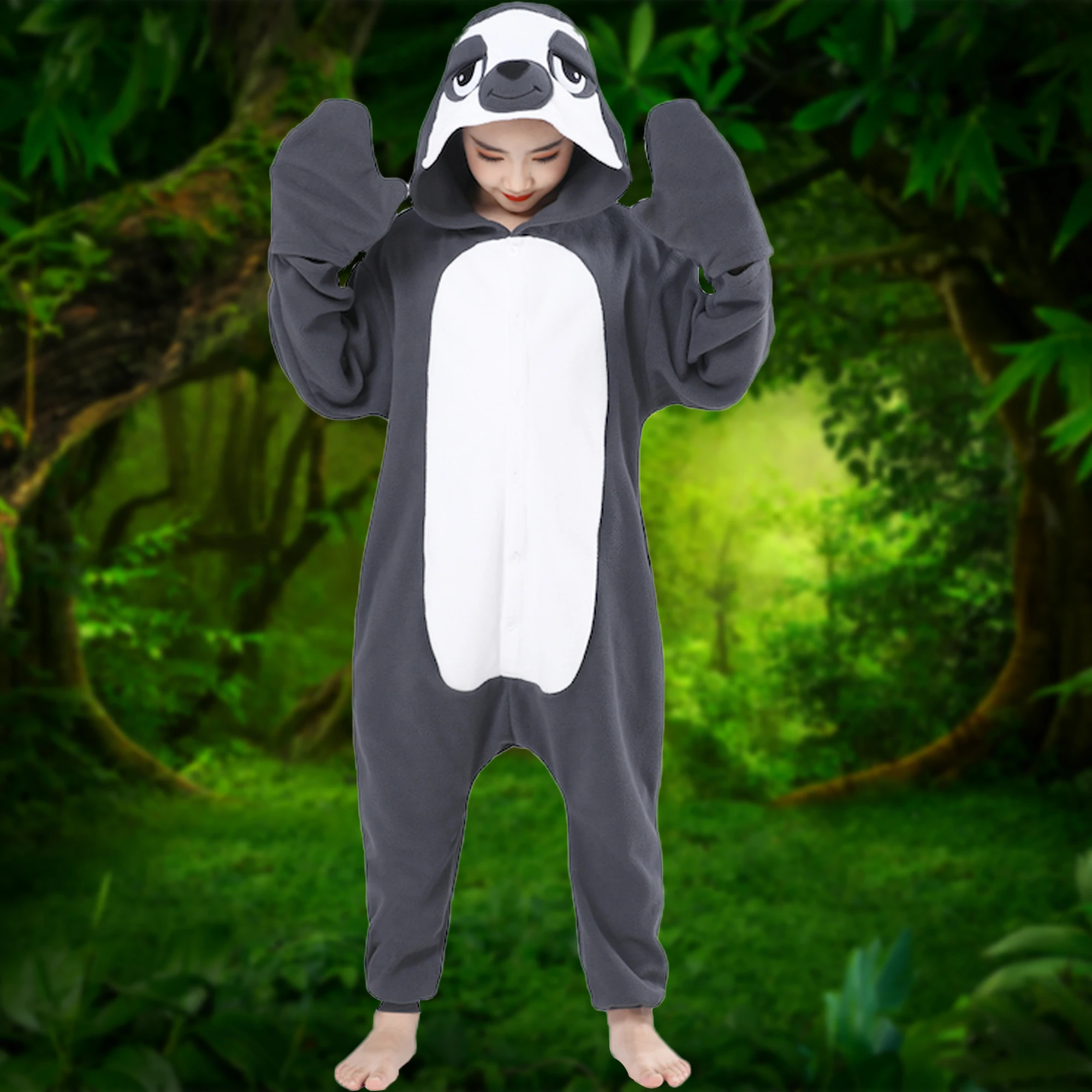 CANASOUR Sloth Onesie Kids For Girl Boys Soft Hooded One-piece Pajamas Halloween Cute Cosplay Costume Jumpsuits