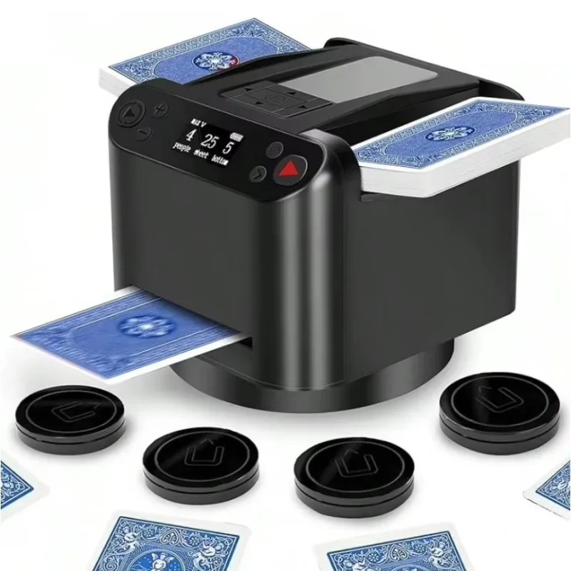 Automatic Card Shuffler Portable MAX6 ABS USB-Charging Low-Noise Electronic Poker Machine for Home Poker Nights