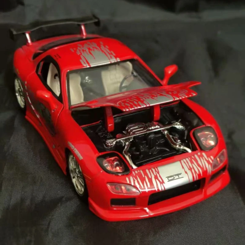 Jada1:24 Mazda RX7 modelo de carro de liga de alta simulação rally carro esportivo de corrida brinquedo função deslizante modelo de carro