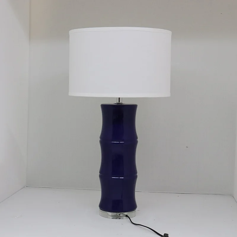 Modern Ceramic Table Lamp Bedroom Bedside Office Study Reading Lamp American Living Room Minimalist Fabric Decorative Desk Light