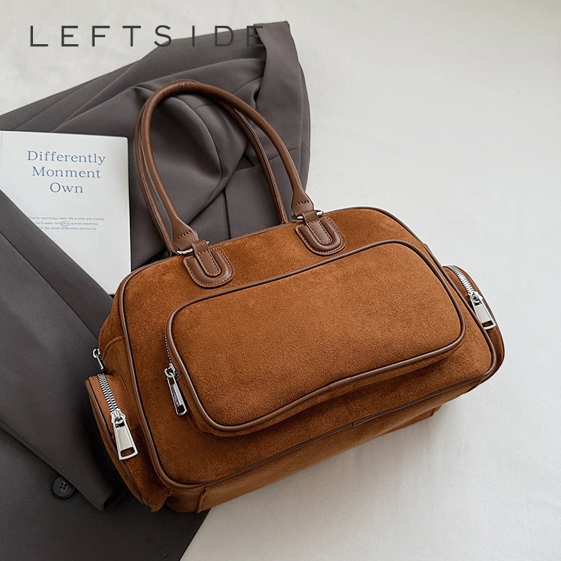 

Левая сторона, маленькая квадратная сумка из искусственной замши для женщин, сумки на плечо, 2022, дизайнерская роскошная большая сумка с короткой ручкой, зимние сумки