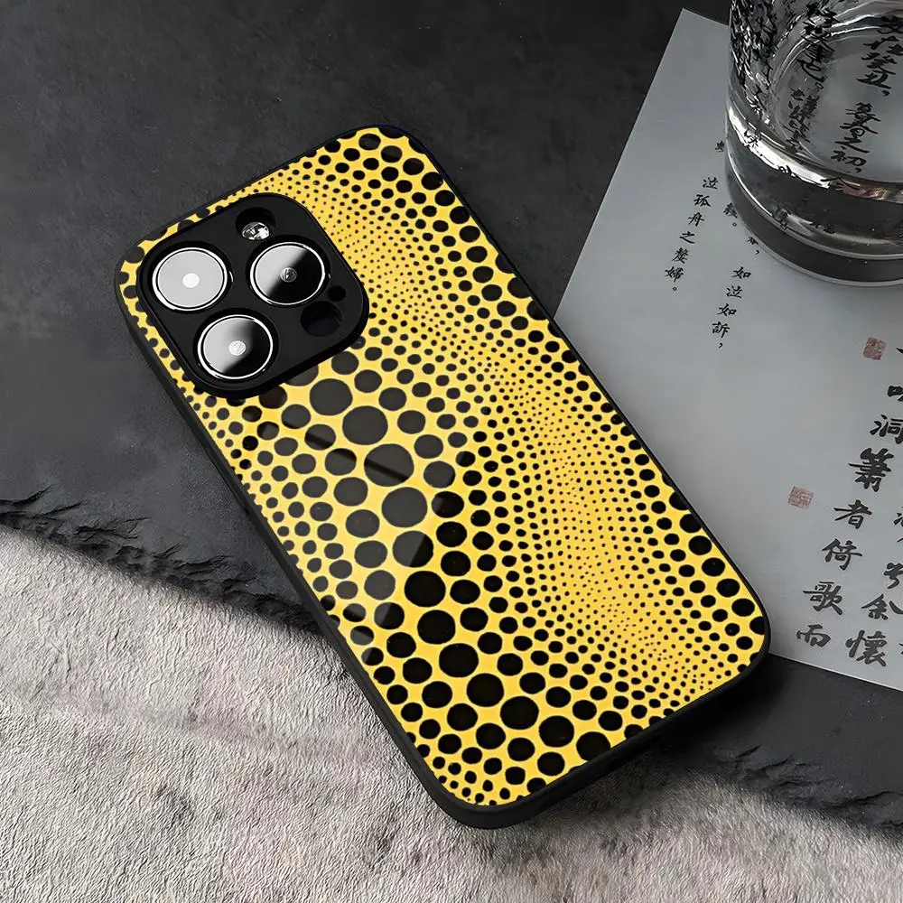 YayoiS Kusama Telefon Fall Für IPhone 15 13 17 14 16 12 11 Pro XS Max Plus Mini X XR SE 2020 gehärtetem Glas Coque