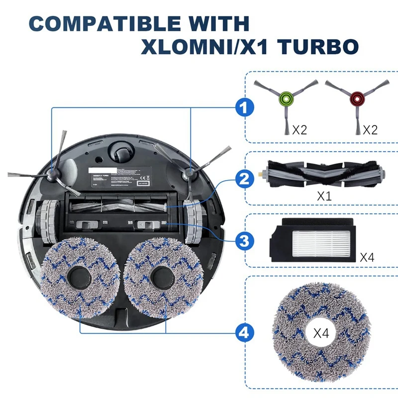 Juego de accesorios para Robot aspirador Ecovacs Deebot X1 Omni X1 Turbo X1 Plus, cepillo principal, cepillo lateral, filtro, bolsa de suelo
