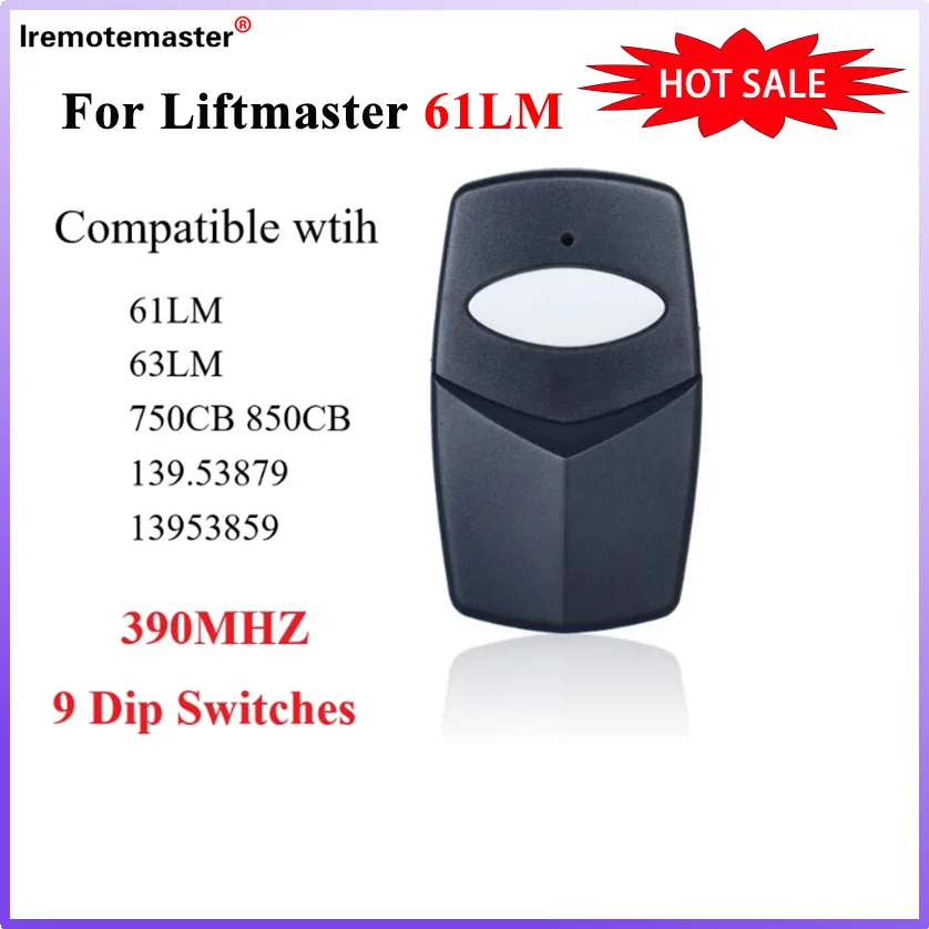 9 interruptor Dip 61LM 390MHZ remoto para Liftmaster 61LM 62LM 63LM abridor de puerta de garaje