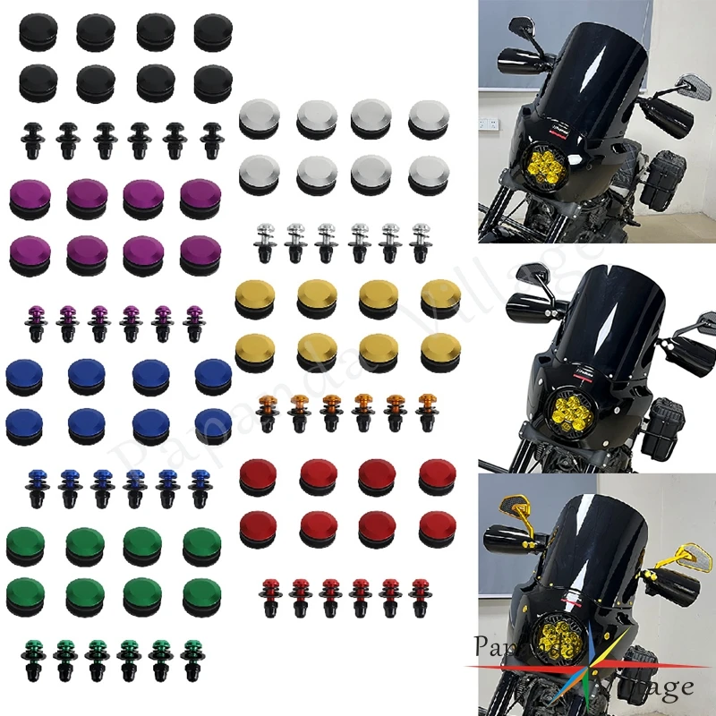 

7 Color Aluminum Windscreen Fairing T25 Bolts Kit Nut Screws Hand Guard Bushing Inserts Accessories For Harley Road Warrior