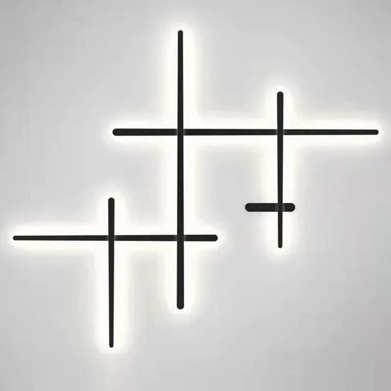 SANDYHA Nordic Minimalist LED Wall Lamp Line Design Background Light for Bedroom Living Room Bedside Home Decoration Lighting