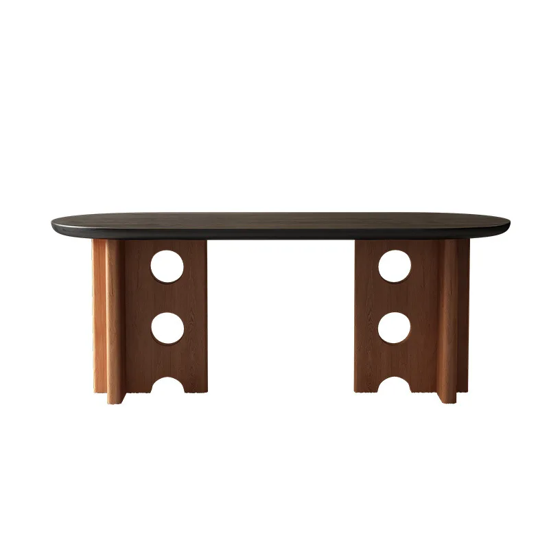 

French antique solid wood dining table modern home designer black dining table retro art desk desk