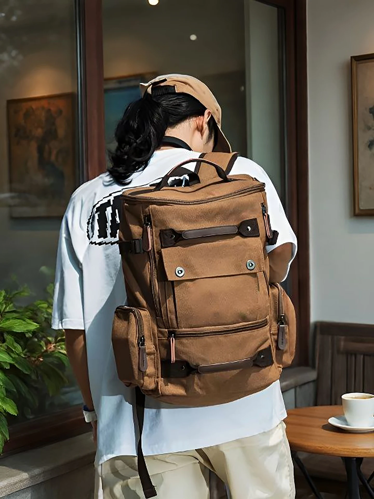 Retro Canvas Double Shoulder Backpack Large Capacity Travel Bag Casual Unisex Laptop Bag Student Bookbag Women's Backpack