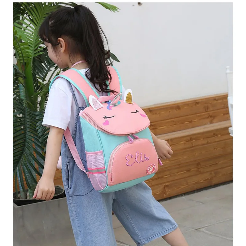 Personalized Name Kindergarten Schoolbag for Boys and Girls Cute Cartoon Backpack Dinosaur Embroidery Children's Bag