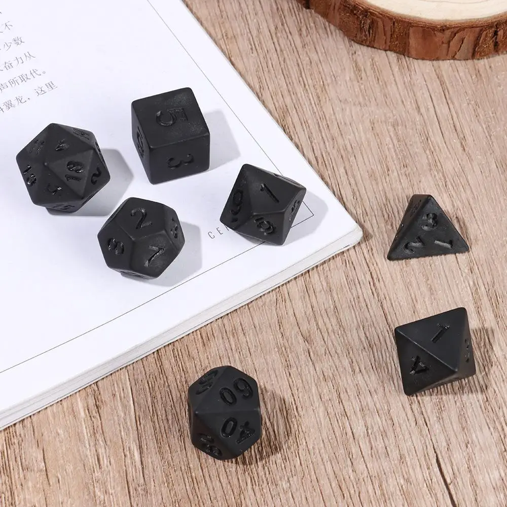 7Pcs/Set Polyhedral Black Dice Set Game Dice For TRPG DND Accessories Polyhedral Dice For Board Card Game Math Games