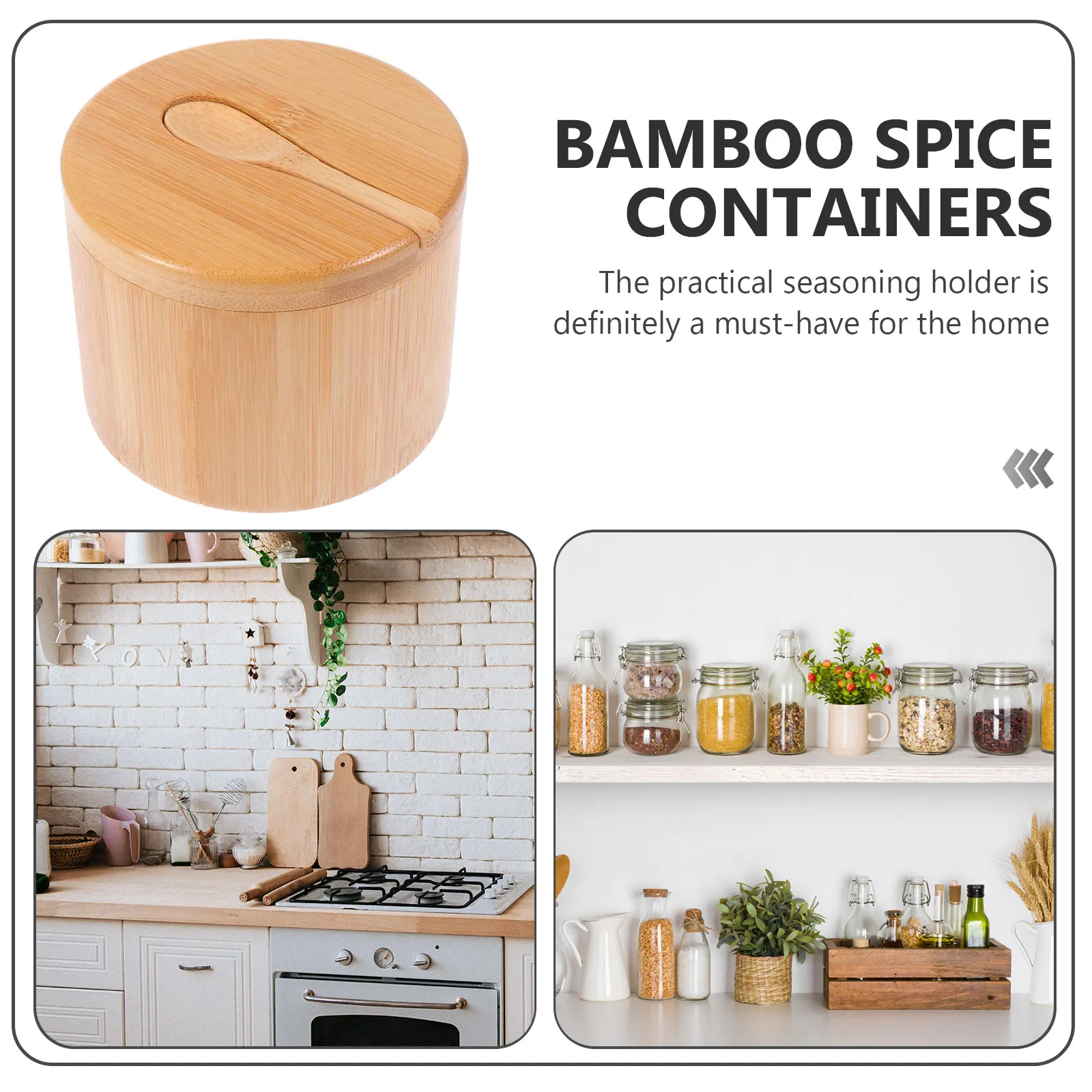 

1 set 1 Set Seasoning Jar With Rotating Lid Multi-Function Condiment Storage Holder For Salt Pepper Chili Powder Kitchen Spice