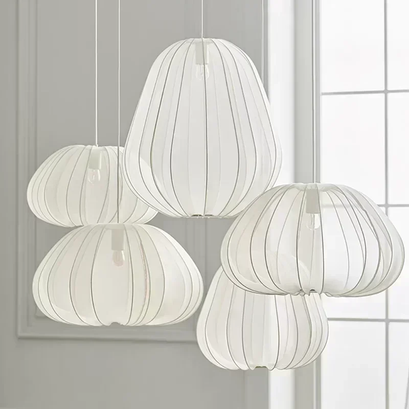 Bolia Balloon Fabric Lampy sufitowe Silk White Ivory Lantern Żyrandol Wiszący Salon Sypialnia Restauracja Dekoracje domu