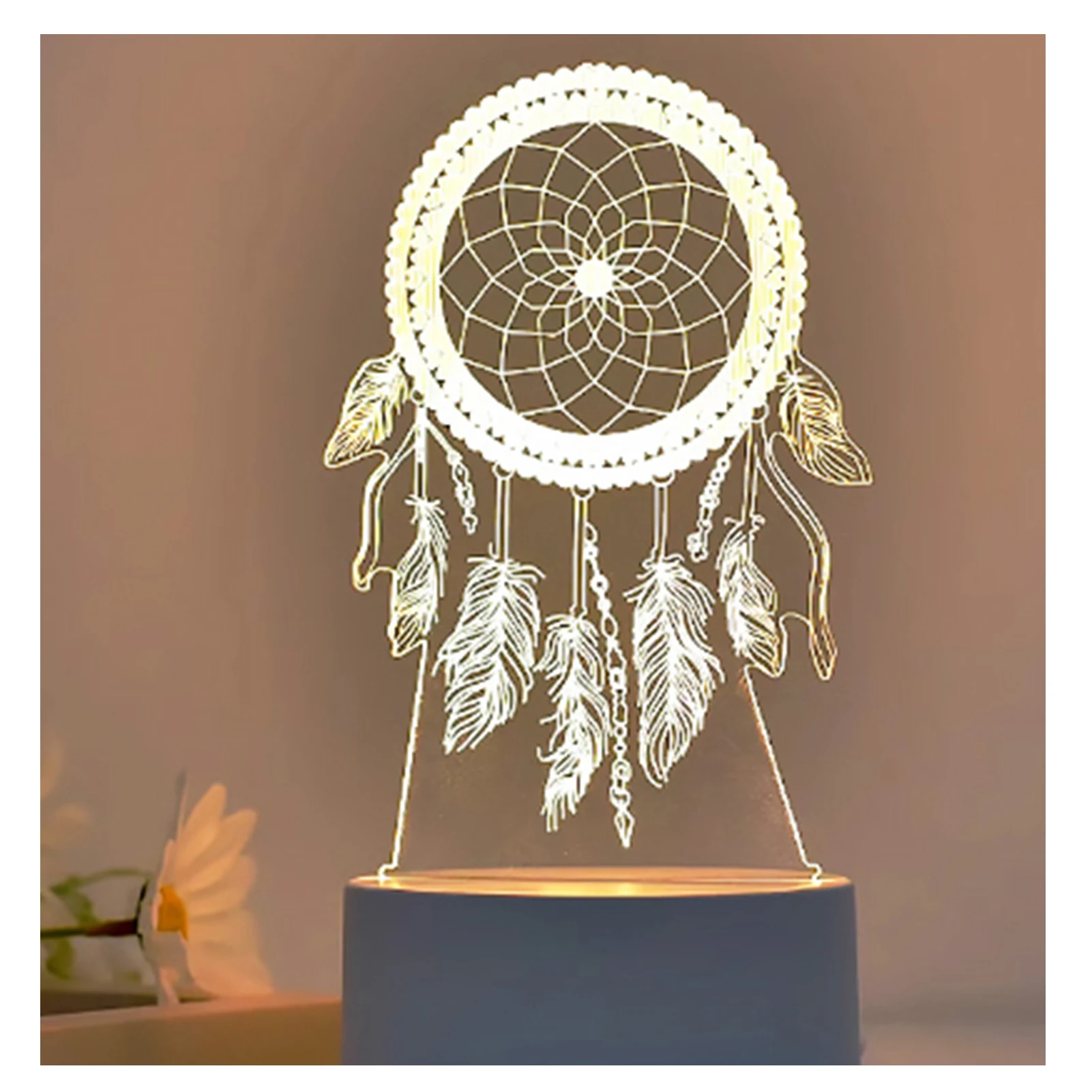 

Acrylic Dream Catcher Modeling Lamp Bedside Lamp Night Lamps for Kids Room Living Room Office Dorm UD88