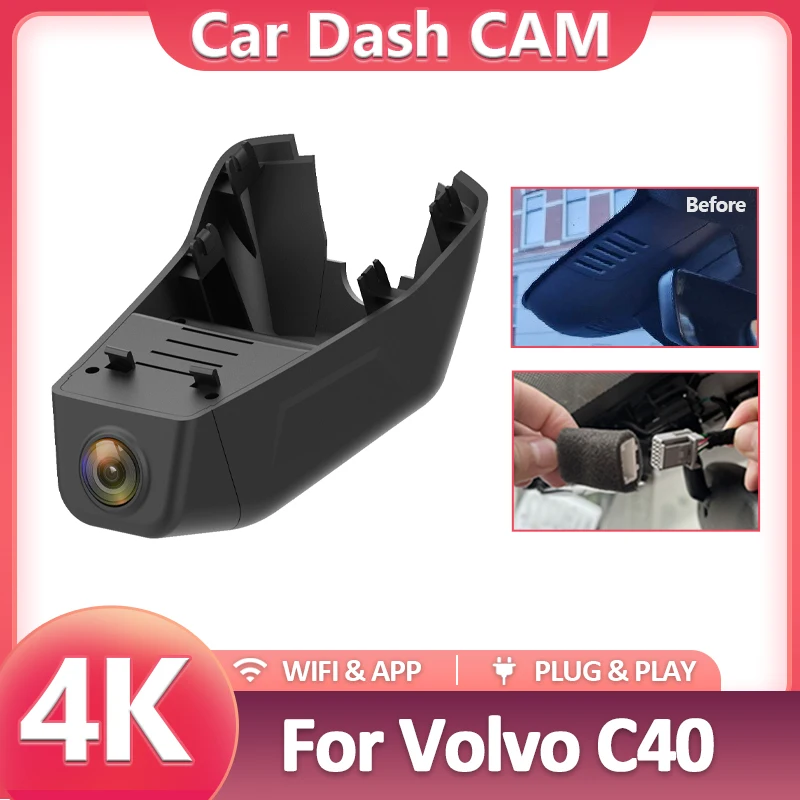 

For Volvo C40 2022 2023 2024 Wifi Car DVR 4K Car Dash Cam Camera Video Recorder 2160P DashCam APP Control Dual Lens Night Vision