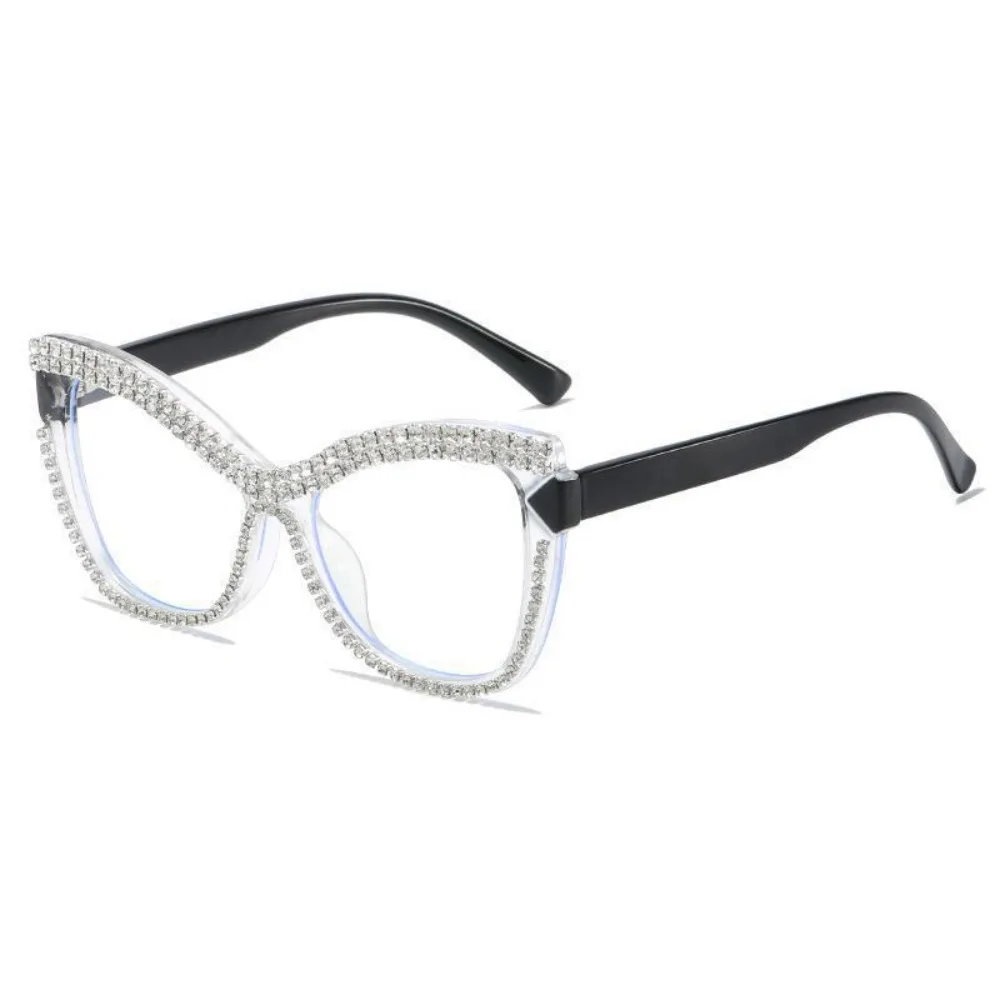 

INS Rhinestone Glasses Luxury Fashion Large Frame Eyewear Handmade Elegant Women Spectacles Outdoor Activities