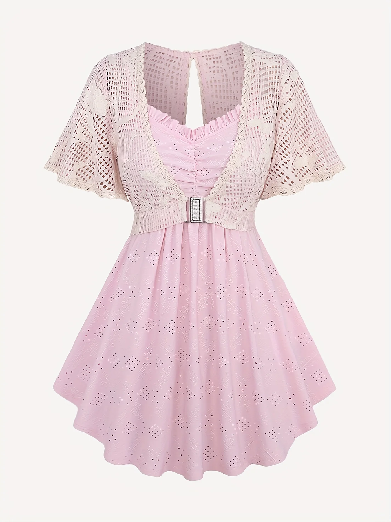 Coquette Ästhetisches Spitzen-Trägerkleid Fairycore Rüschen-Minikleid Cottagecore Sommer-Party-Outfits