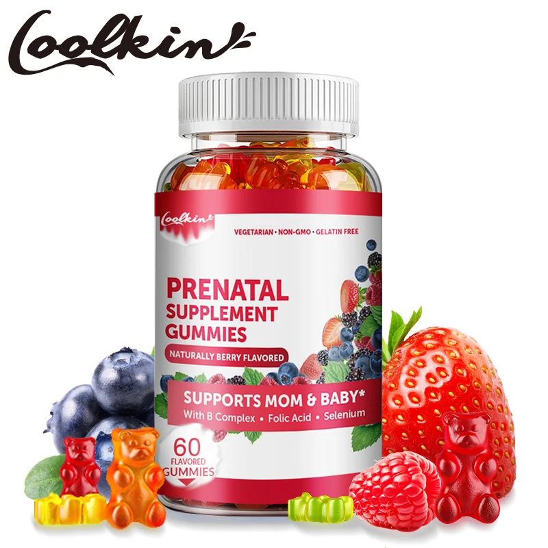 Women\'s Prenatal Gummies - Chewable, with Iron & Folic Acid - Gelatin Free Multivitamin, Corn Syrup Free 30 Day Supply, Non-GMO