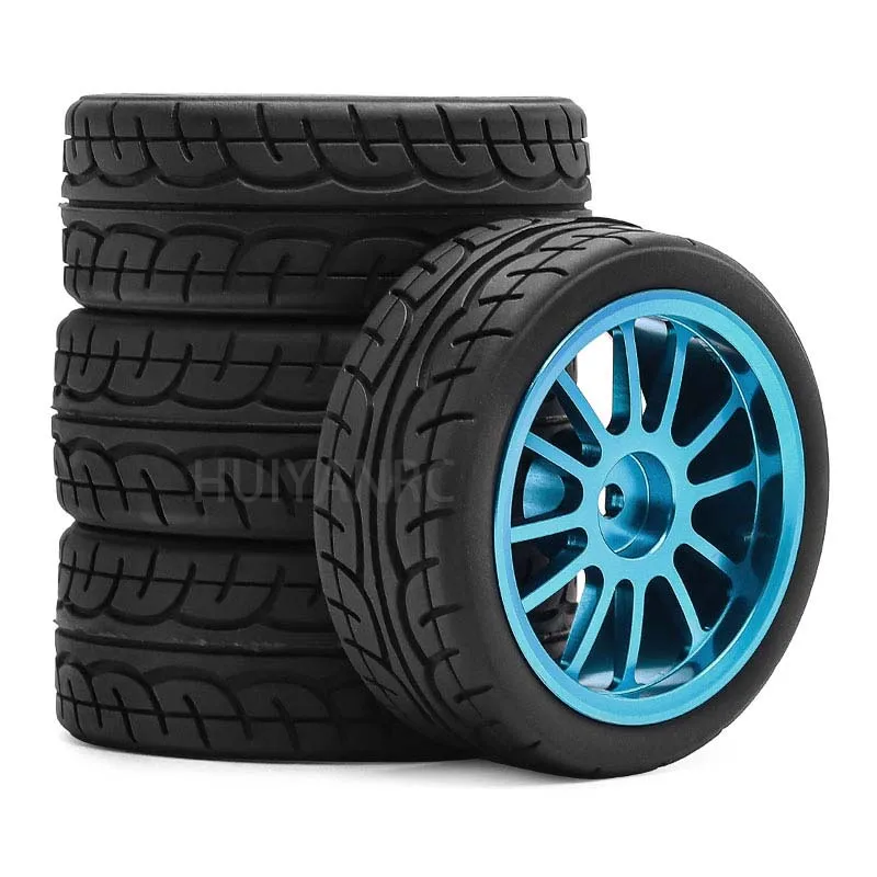 4 pcs CNC aluminum 64mm RC rally racing tires drift tires FW06 Tamiya TT01 TT02 XV01 1/10 RC racing upgrade parts wheel hu
