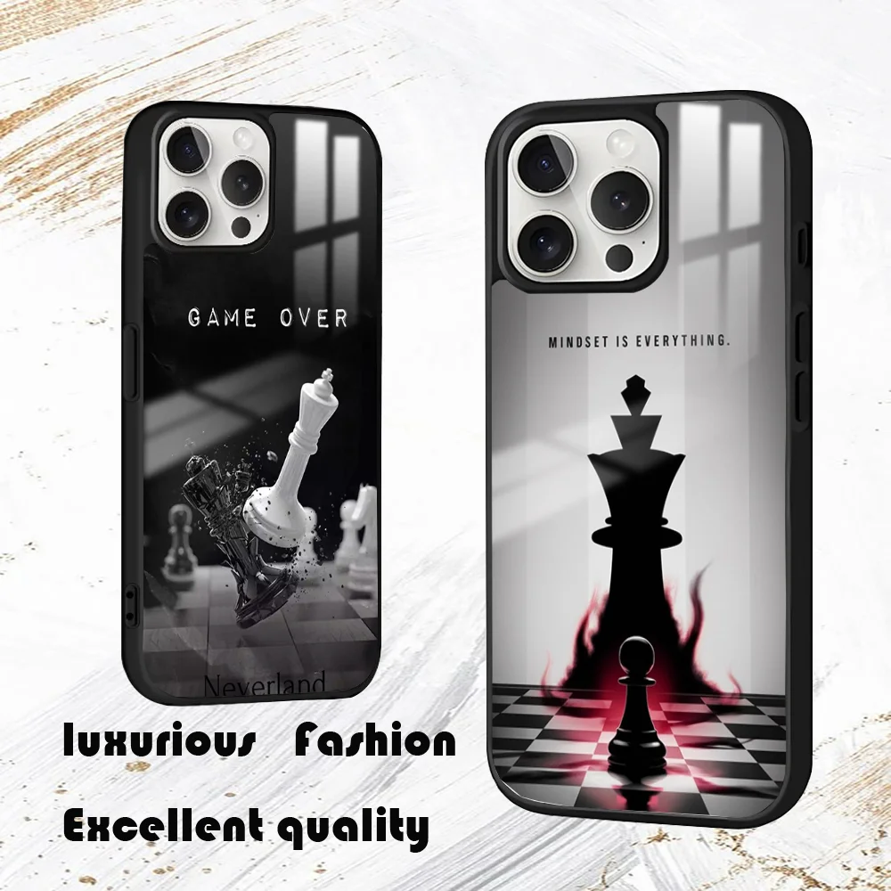 Competitive Chess Game Phone Case For iPhone 16 15 14 13 12 11 Pro Max Plus Mini PC Fashion High Quality mirror phone case