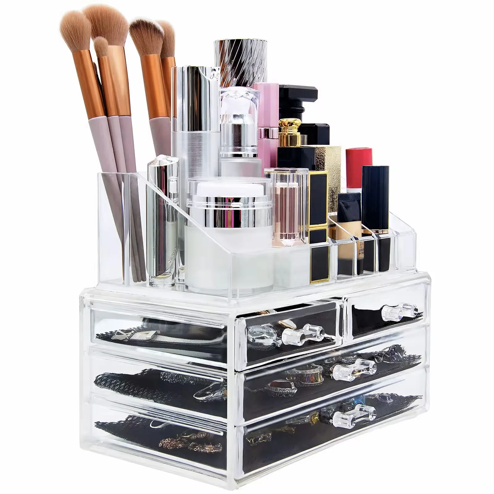 12pcs Transparent Counter Bathroom Dres Acrylic Makeup Organizer Skin Care Cosmetic Display Box Storage Organization